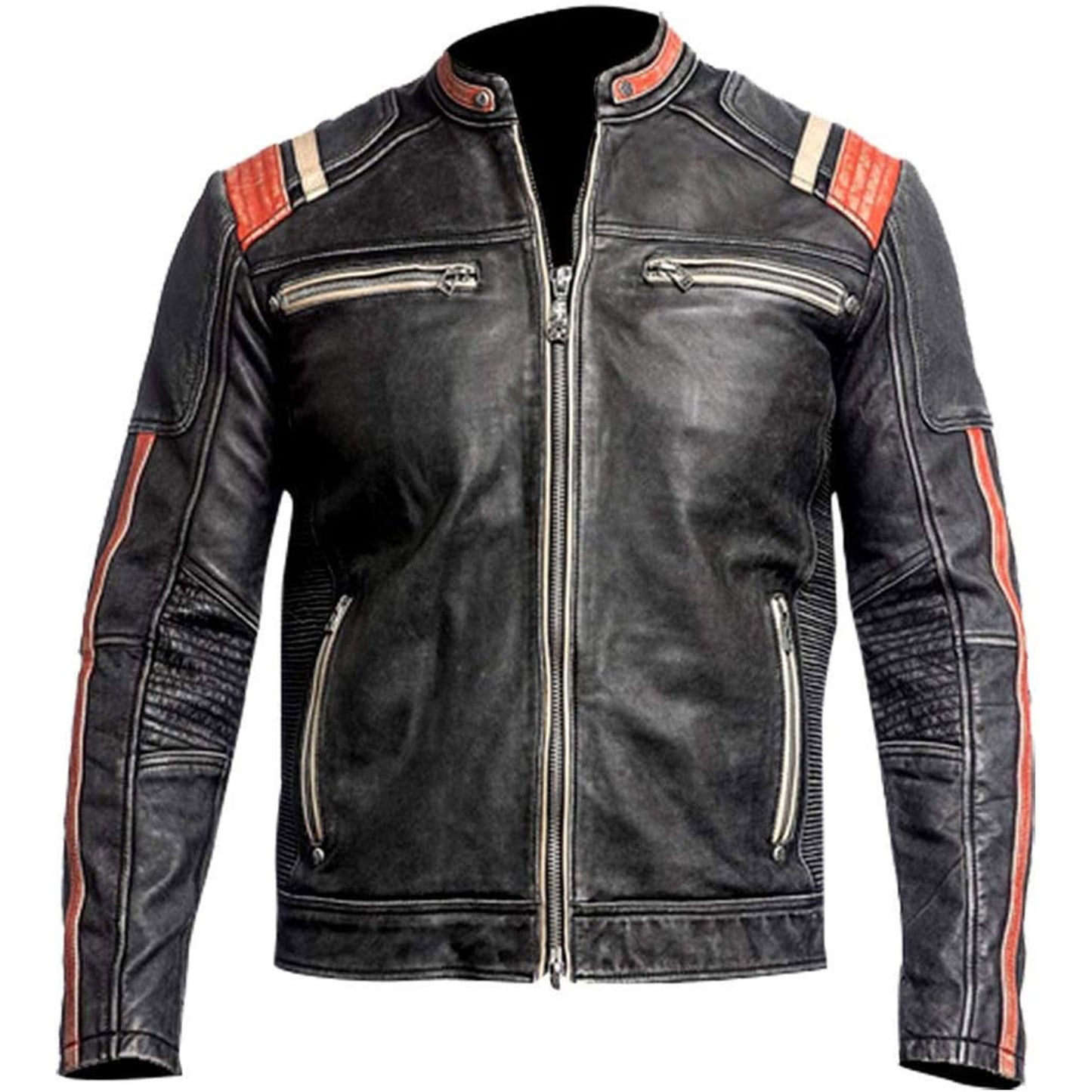 Mens Stylish Slim Fit Vintage Motorcycle Genuine Leather Jacket