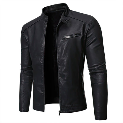 Mens Casual Leather Jacket Men Spring Autumn Coat Motorcycle Biker Slim Fit Outwear Genuine Leather Jackets