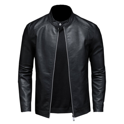 Mens Stand Collar Slim Genuine Leather Jacket Motorcycle Causal Coat Mens Moto Biker Leather Jackets
