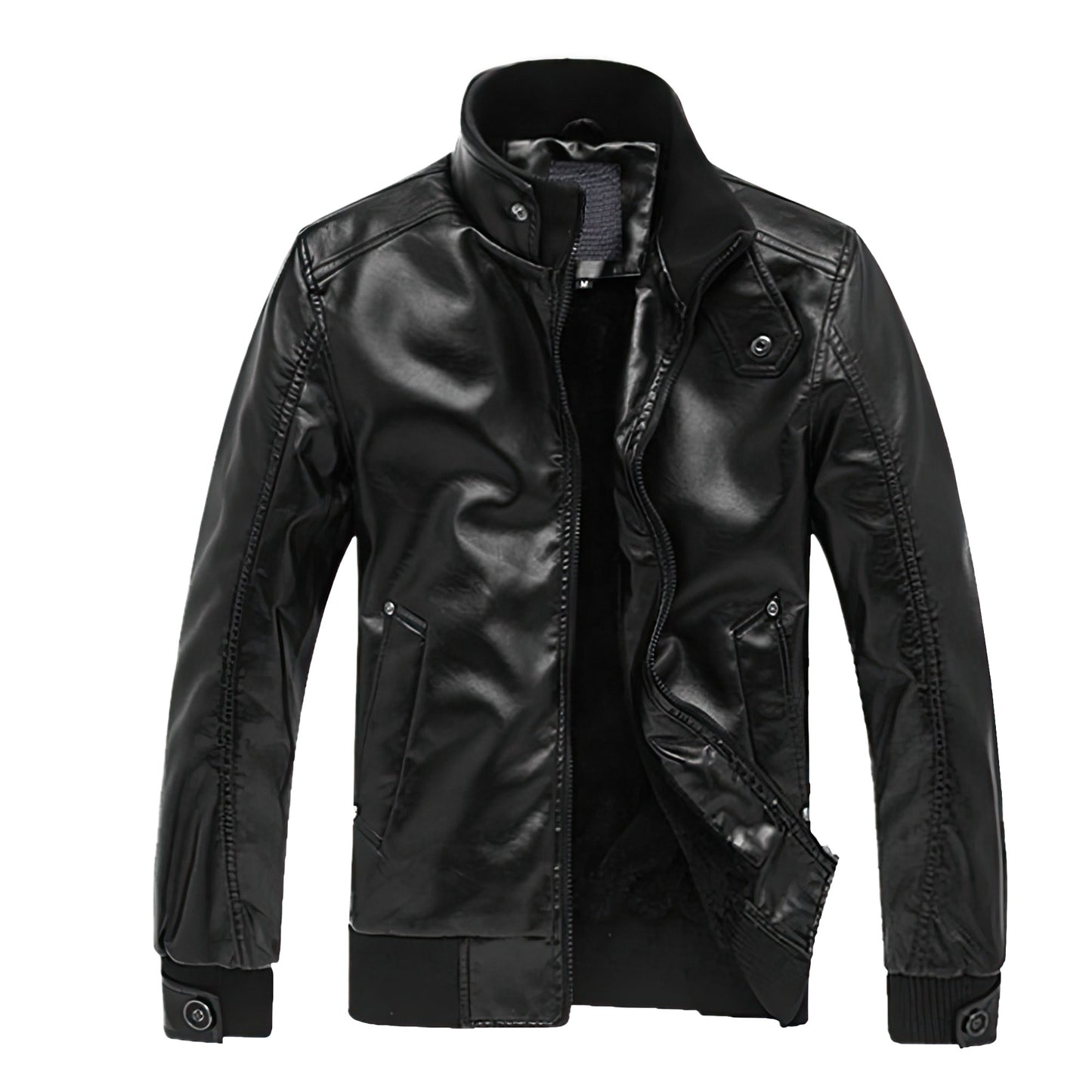 Mens Stand Collar Leather Jacket Mens Slim Fit Motorcycle Mens Genuine Leather Jackets