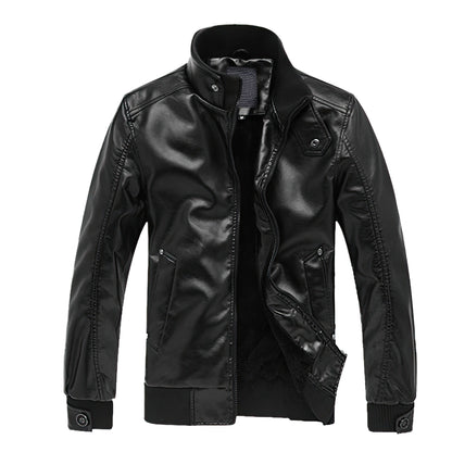 Mens Stand Collar Leather Jacket Mens Slim Fit Motorcycle Mens Genuine Leather Jackets