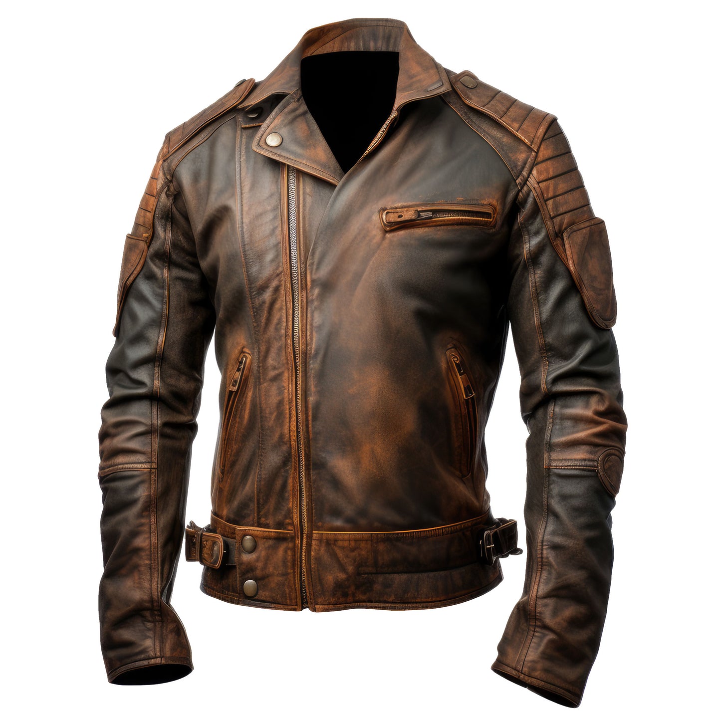 Mens Aviation Genuine Leather Jacket with Military Lapel Zipper Pockets Pilot Vintage Leather Jackets