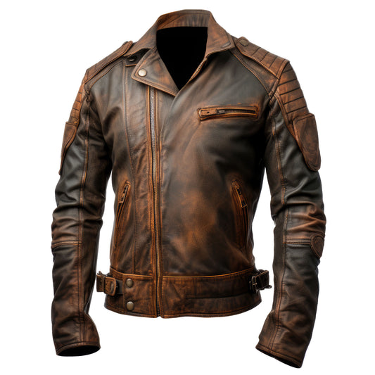 Mens Aviation Genuine Leather Jacket with Military Lapel Zipper Pockets Pilot Vintage Leather Jackets