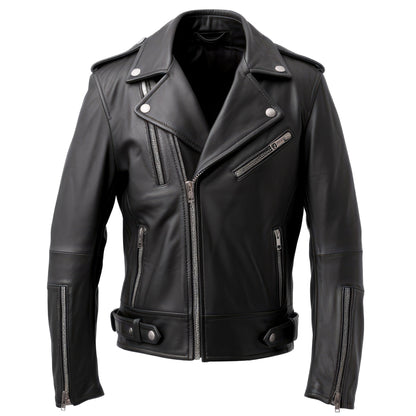 Mens Leather Jacket Black Lepal Blazer Punk Moto Motorcycle Biker Zipper Genuine Leather Jackets