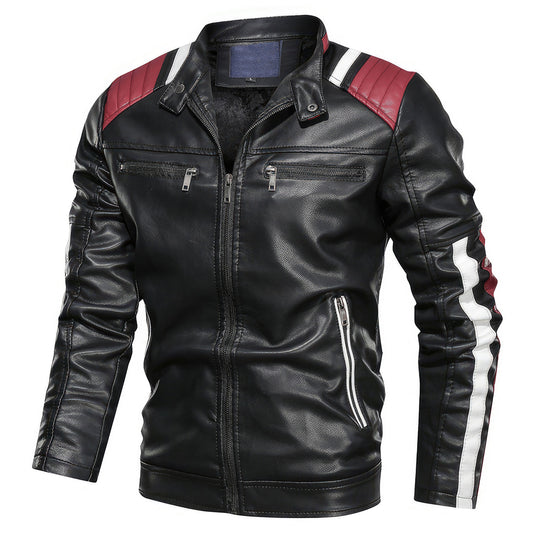 Mens Leather Jacket Motorcycle Contact Color Coats Autumn And Winter Outwearing Biker Faux and Genuine Leather Jackets