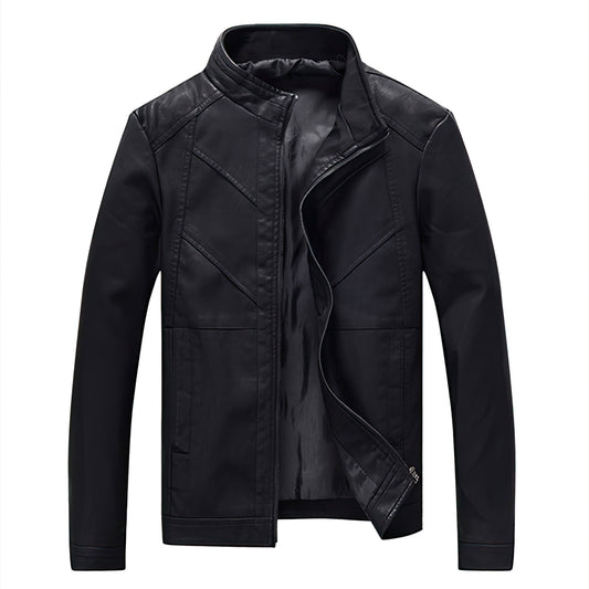 Mens Autumn Casual Zipper Leather Jacket V-neck Leisure Motorcycle Men's Slim Genuine Leather Jackets