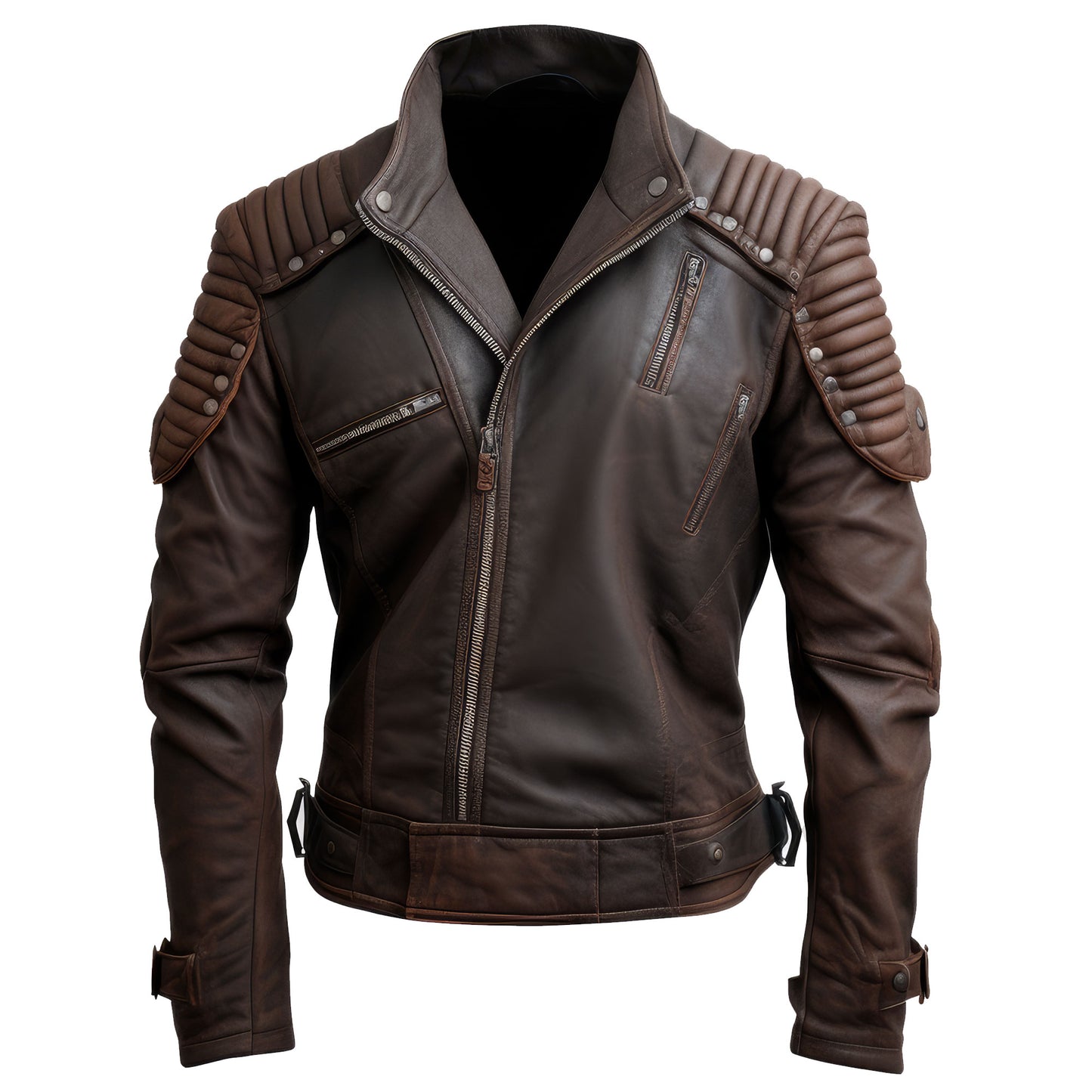 Mens Aviation Genuine Leather Jacket Military Stand Collar Zipper Pockets Pilot Vintage Leather Jackets