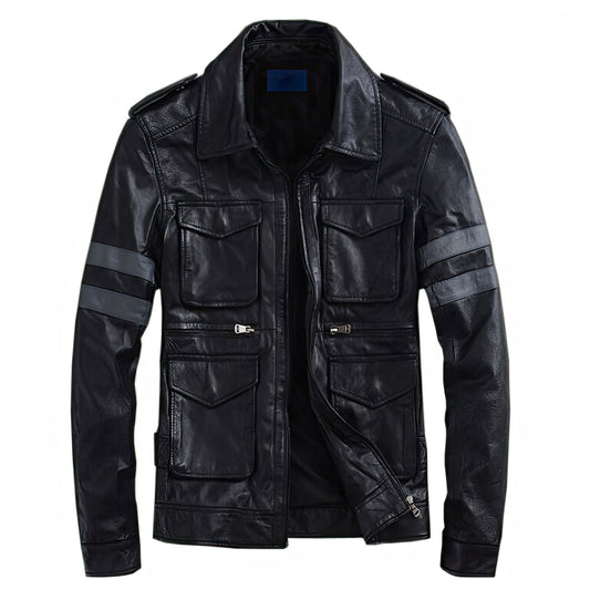 Men Zipper Autumn Winter  Coat Men Casual Leather Jacket Genuine Leather Jackets