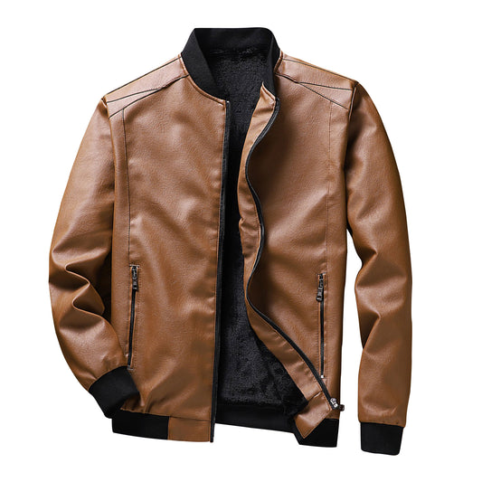 Mens Moto Biker Leather Coat Motorcycle Causal Coat Slim Fit Outerwears Genuine Casual Leather Jacket For Men