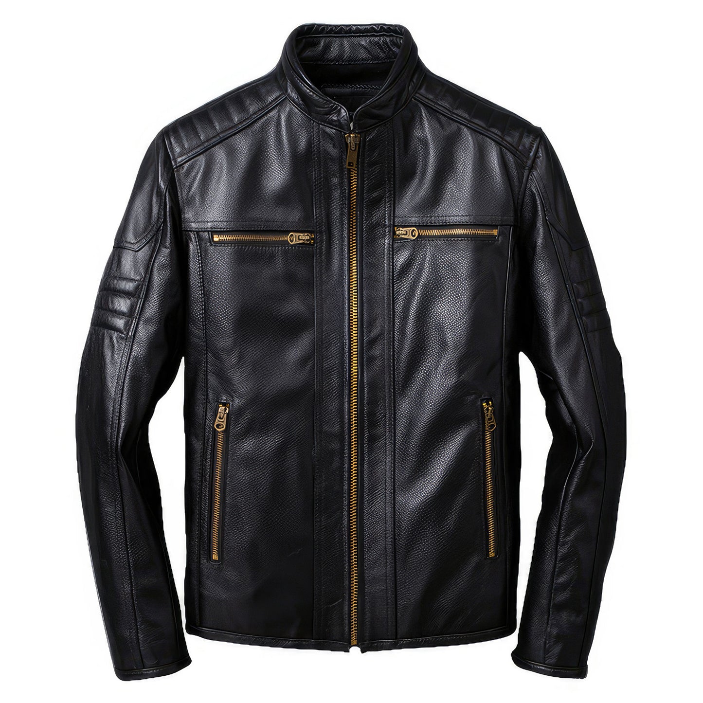 Mens Genuine Leather Motorcycle Jackets Top Layer Cowhide Biker Coat Spring Autumn Calfskin Genuine Leather Jackets