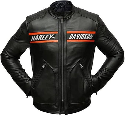 Bill Goldberg Black Biker Harley Leather Jacket for Men HD Davidson Faux & Leather Motorcycle Jacket