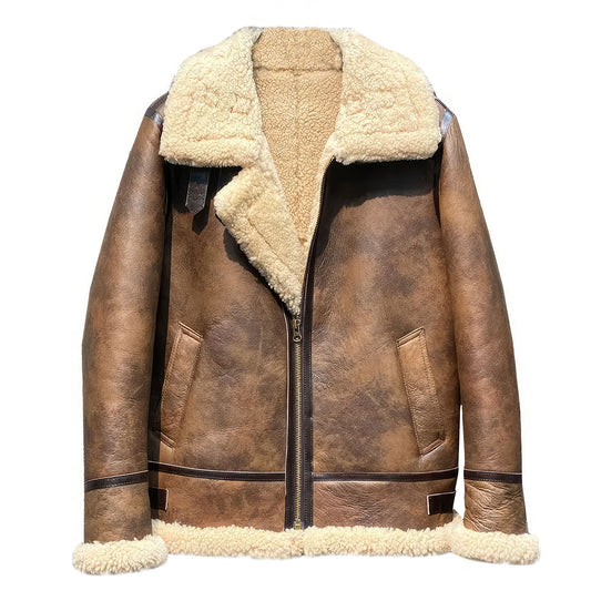 Men's Sheep Wool and Fur Real Fur Coat Men Jacket Real Genuine Leather Jacket