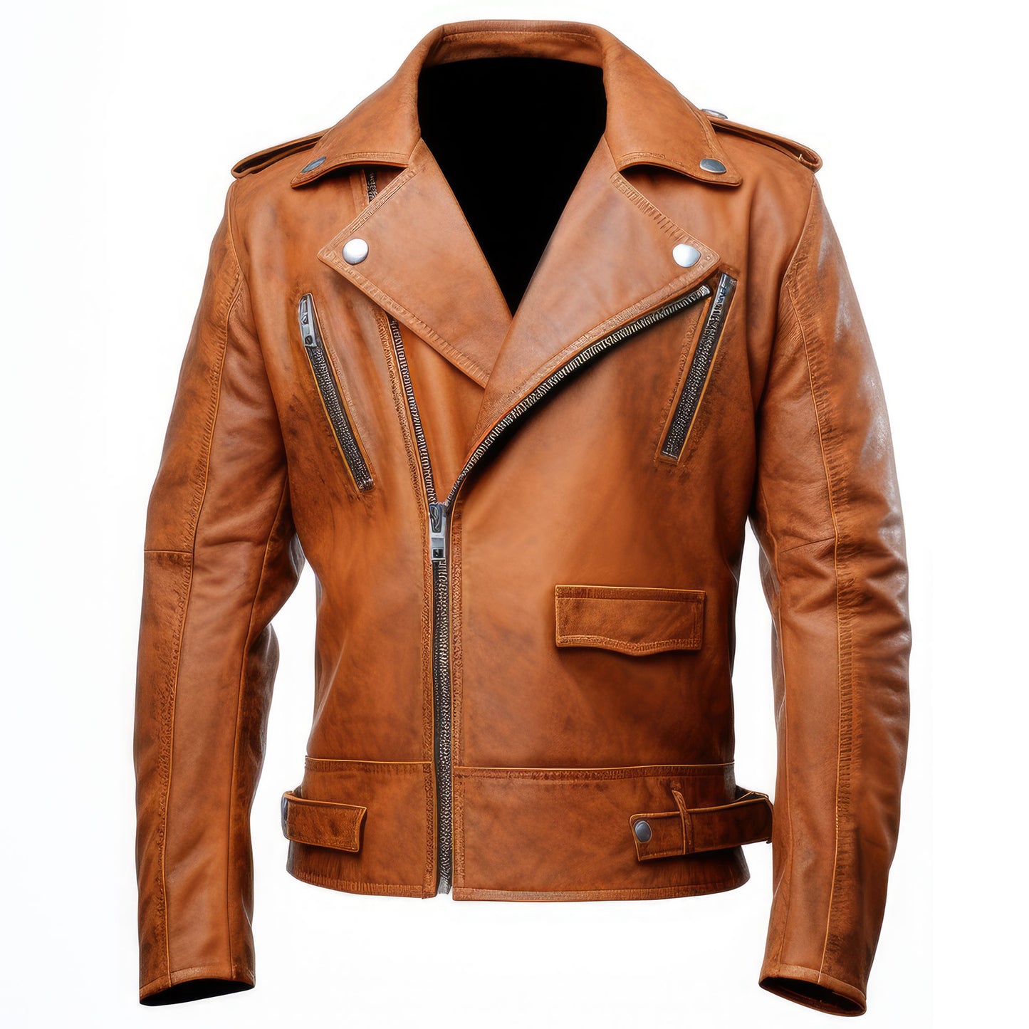 Mens Aviation Genuine Leather Jacket Military Tan Lapel Zipper Pilot Vintage Leather Jackets