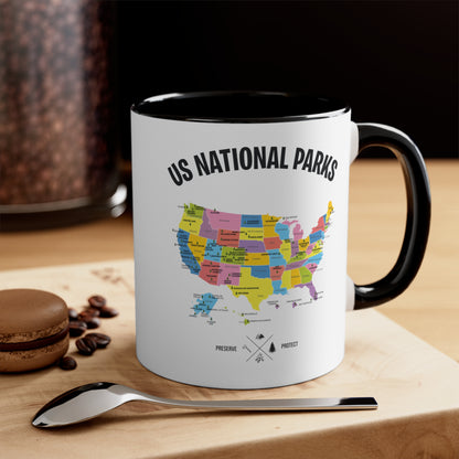 62 National Parks Map Gifts US Park Camping Hiking Coffee Mug Men Women