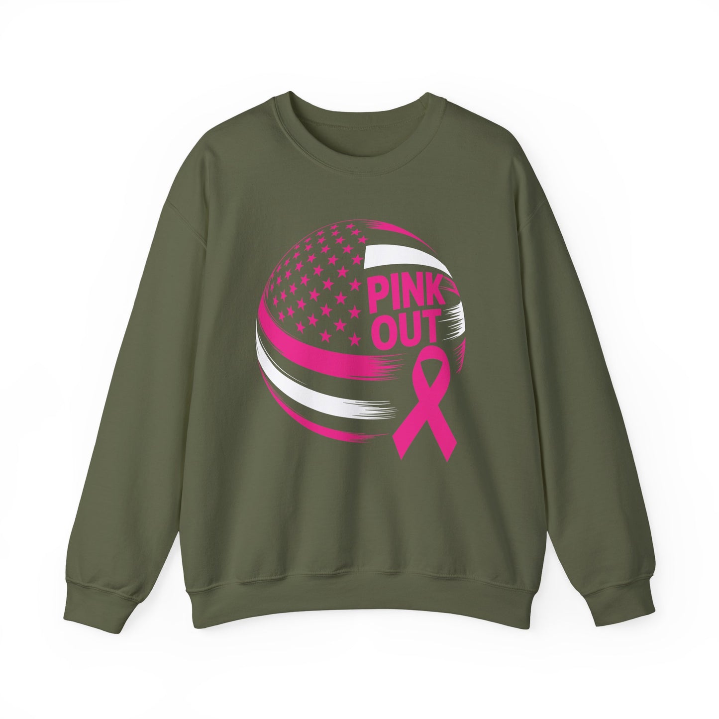 Volley Ball Pink Ribbon Breast Cancer Awearness USA Flag Sweatshirt For Men Women