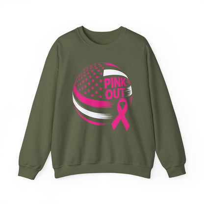 Volley Ball Pink Ribbon Breast Cancer Awearness USA Flag Sweatshirt For Men Women