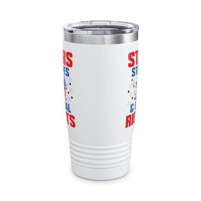 Stars Stripes & Equal Rights 4th Of July Retro Groovy Tumbler For Men Women Tumbler