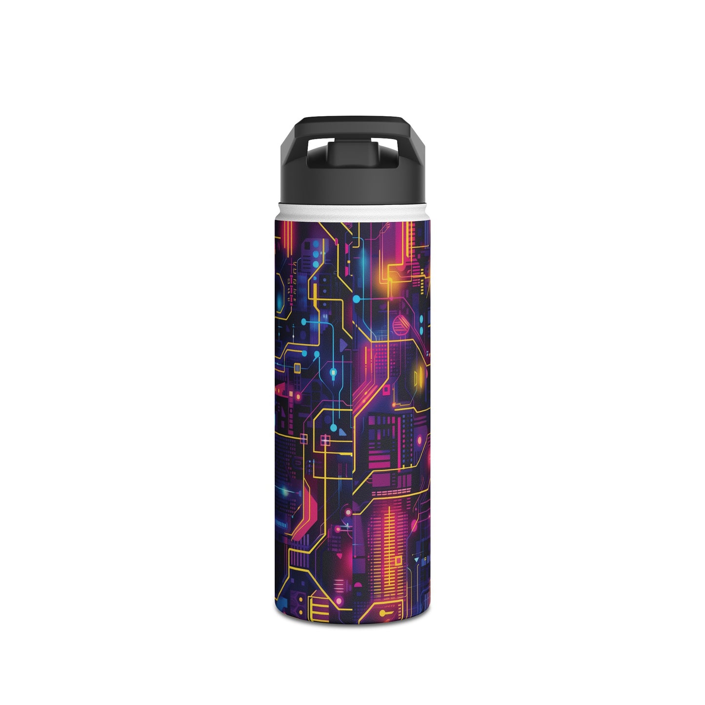 Cyberpunk Neon Vibran Pattern Stainless Steel Water Bottle with Twist-on Lid and Double-Wall Vacuum Insulation