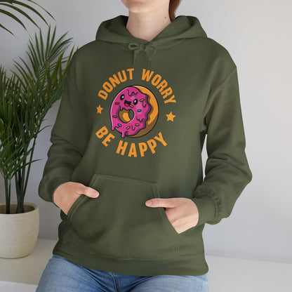 Funny Donut Worry Be Happy Foodie Donut Lovers Hoodie For Men Women Hoodie