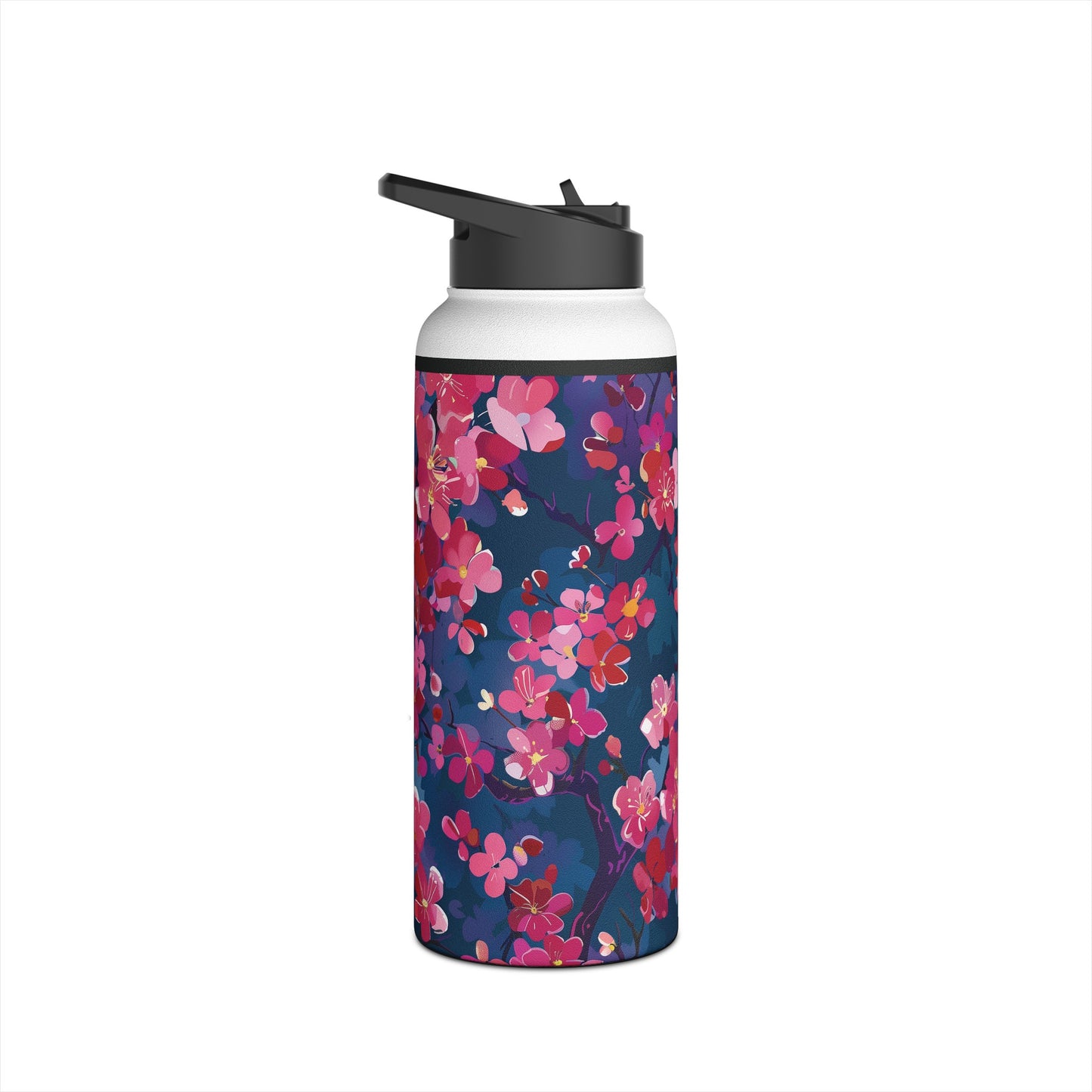 Sakura Blossoms Pattern Stainless Steel Water Bottle with Twist-on Lid and Double-Wall Vacuum Insulation