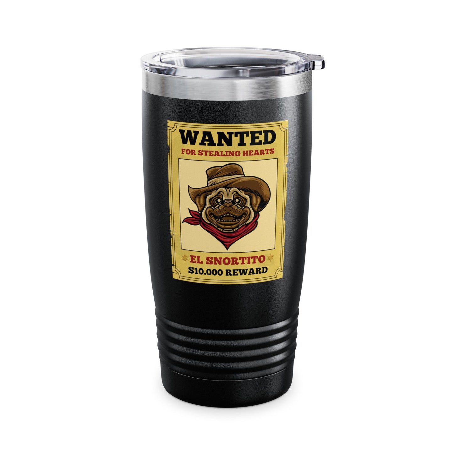 Vintage Pug Wanted Poster Cute Western Cowboy Funny Pug Dog Tumbler For Men Women Tumbler