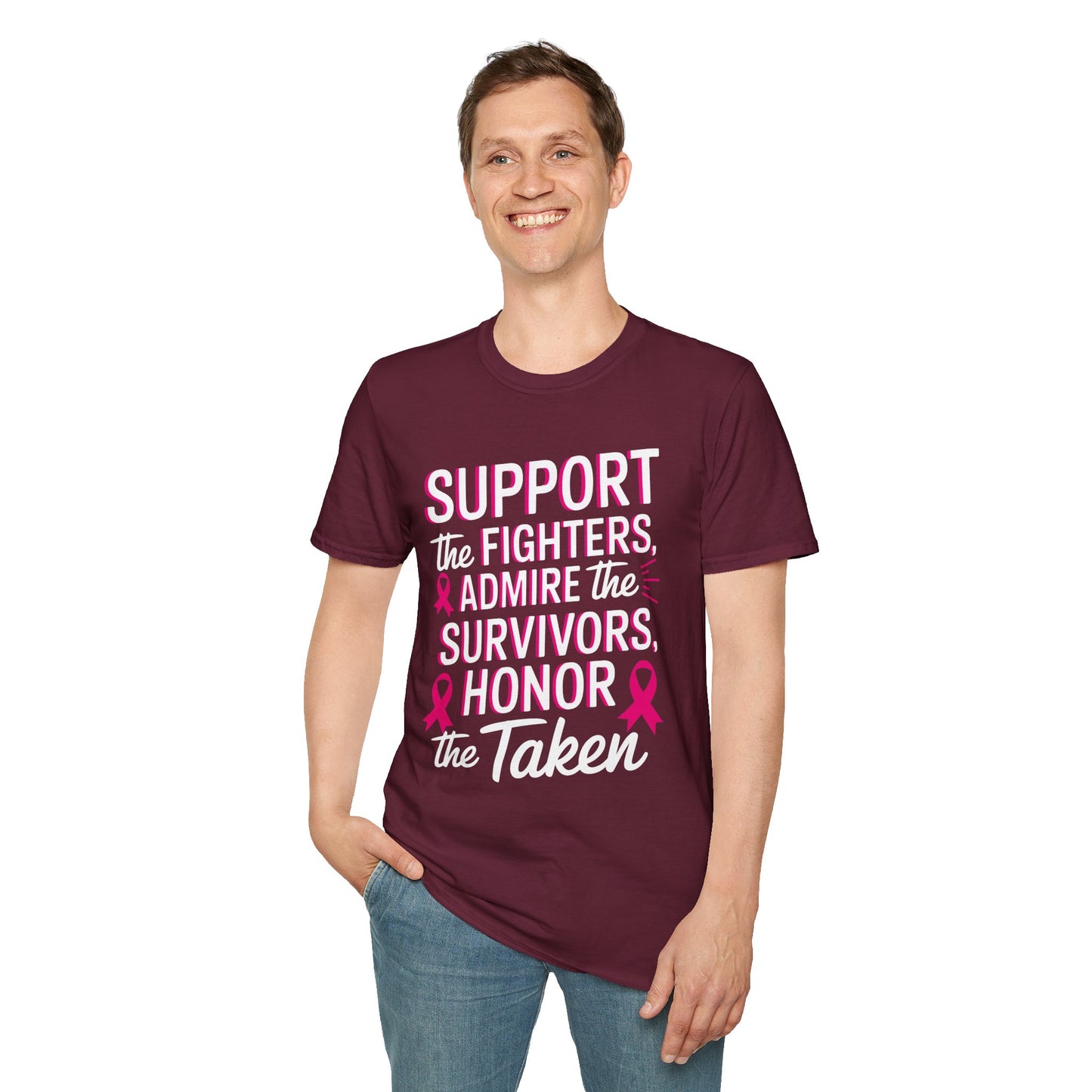 Breast Cancer Awareness Support Fighters Admire Survivors T-Shirt For Men Women