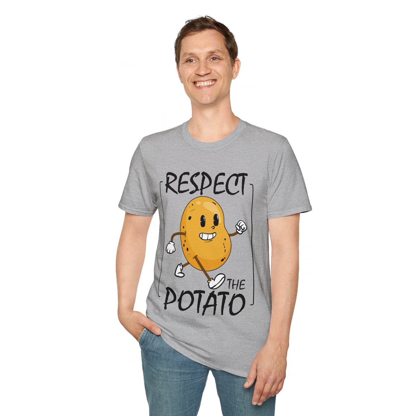 Funny Respect The Potato Gift Men Cute Root Vegetable Lovers Vegan T-Shirt For Men Women T-Shirt