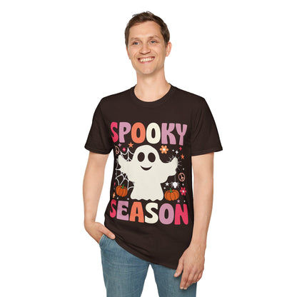 Groovy Spooky Season Cute Ghost Pumpkin Halloween T-Shirt For Men Women Kids