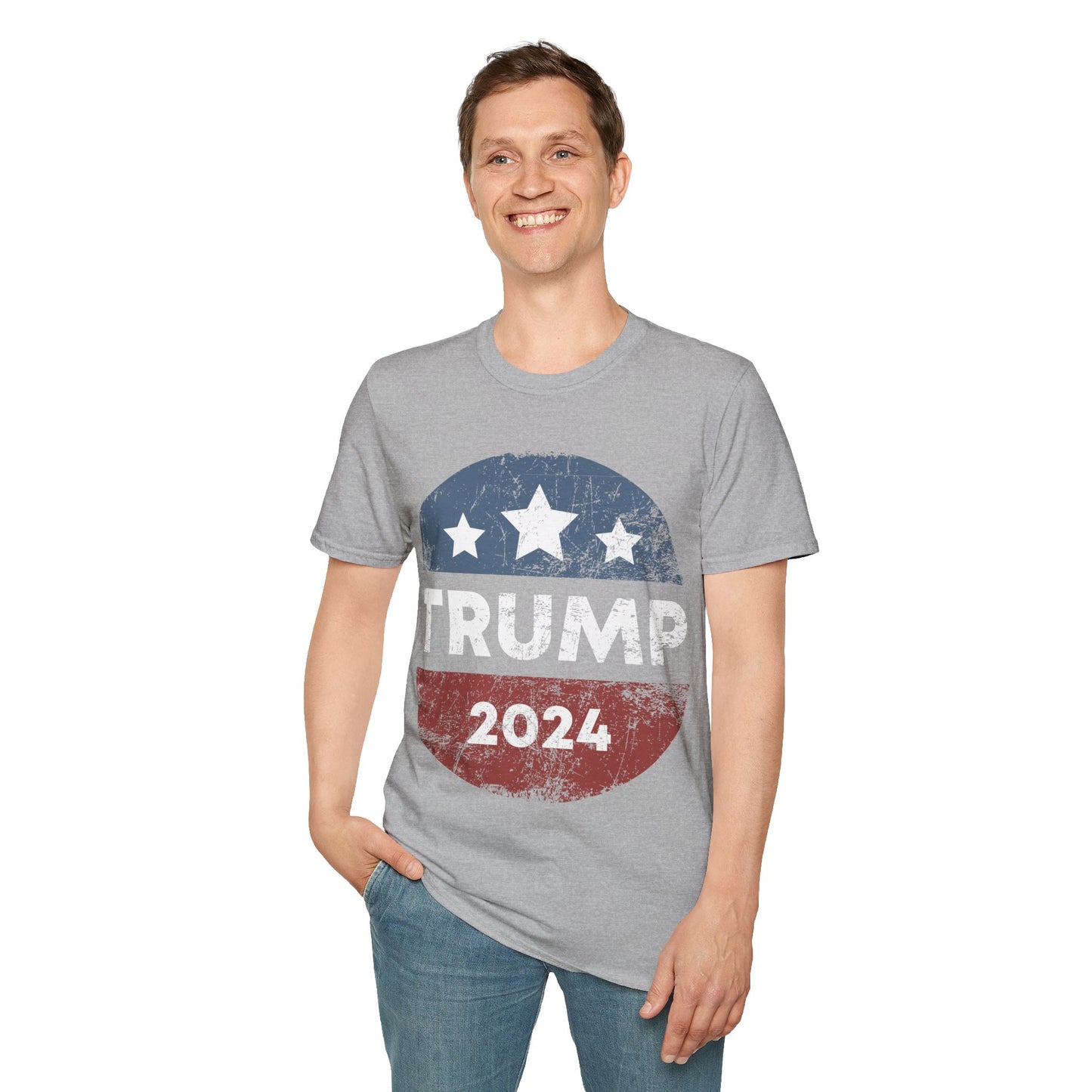 Trump 2024 Retro Campaign Button Re Elect President Trump T-Shirt For Men Women T-Shirt