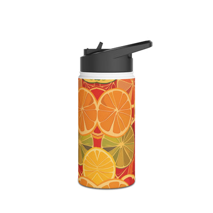 Citrus Burst Pattern Stainless Steel Water Bottle with Twist-on Lid and Double-Wall Vacuum Insulation