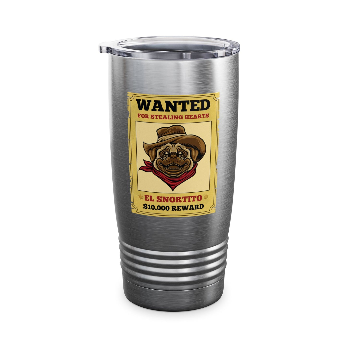 Vintage Pug Wanted Poster Cute Western Cowboy Funny Pug Dog Tumbler For Men Women Tumbler