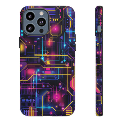 Cyberpunk Neon Vibrant Pattern iPhone 13 14 15 16 Pro Max Plus Case Wireless Charging Compatible Tough Cases Protection, Magnetic Phone Case for iPhone Classic Series