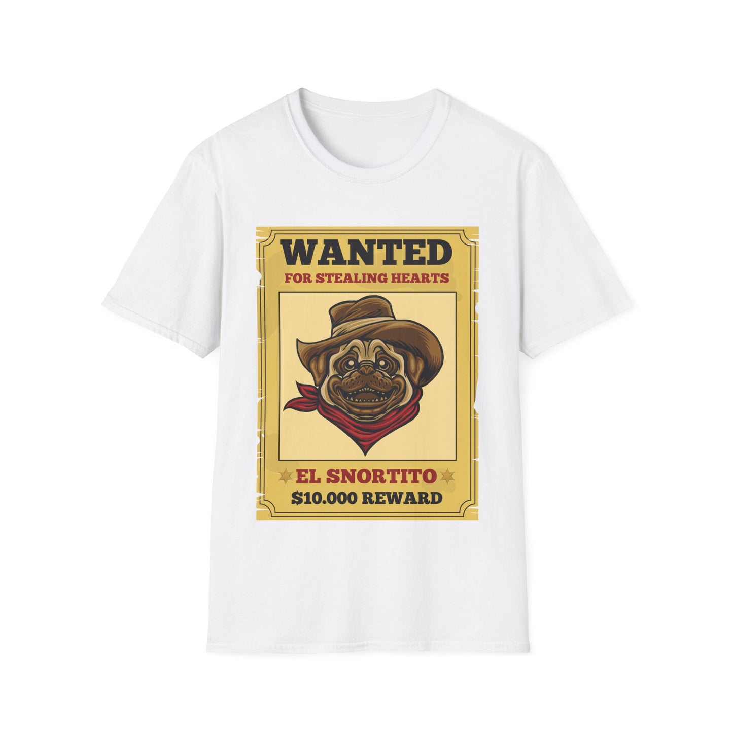 Vintage Pug Wanted Poster Cute Western Cowboy Funny Pug Dog T-Shirt For Men Women T-Shirt