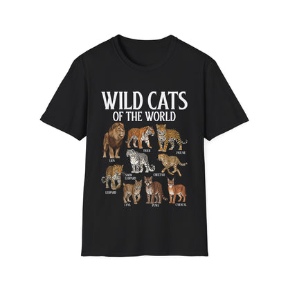 Wild Cats Animals of The World Educational Wild Animal Lover T-Shirt