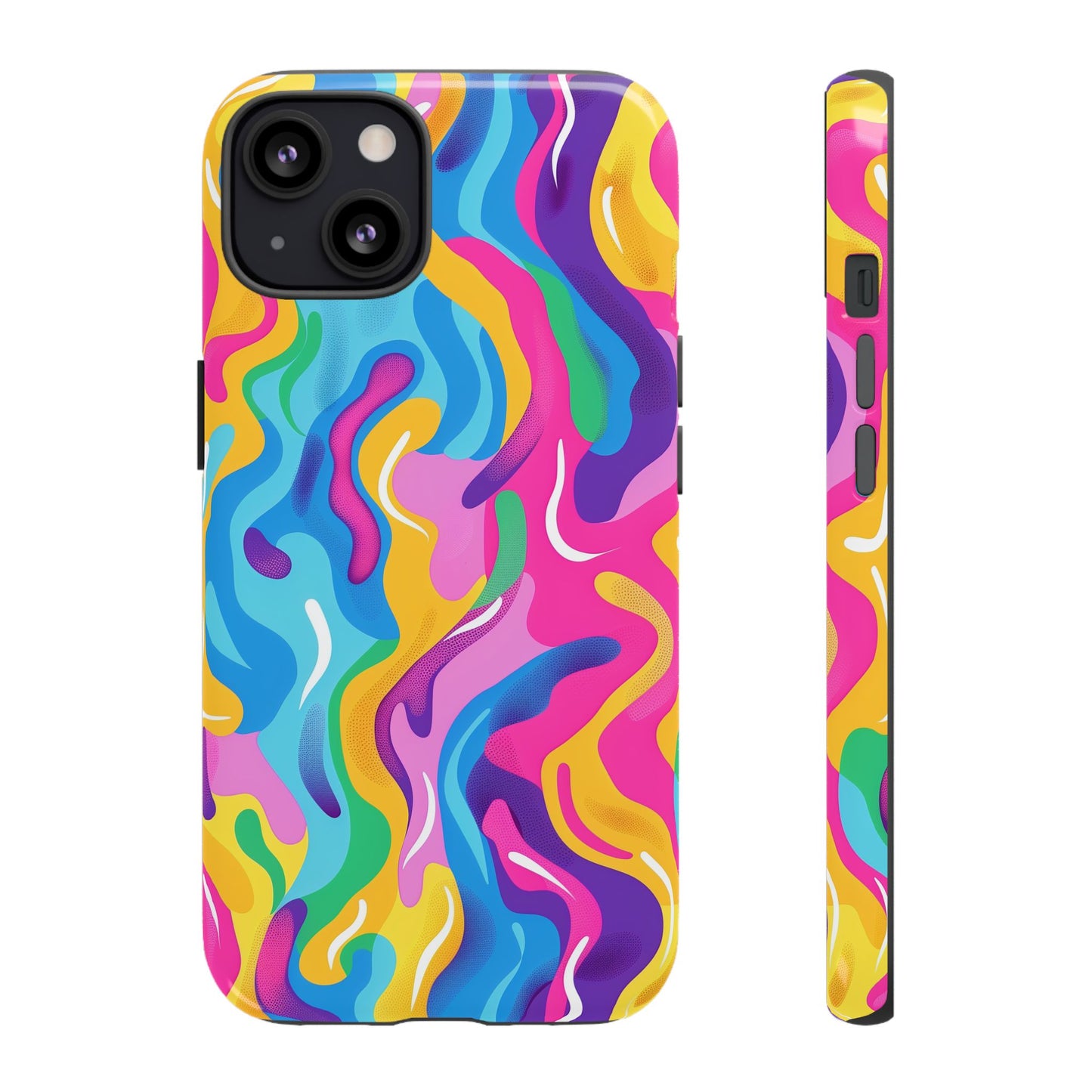 Rainbow Splash Pattern iPhone iPhone 13 14 15 16 Pro Max Plus Case Wireless Charging Compatible Tough Cases Protection, Magnetic Phone Case for iPhone Classic Series