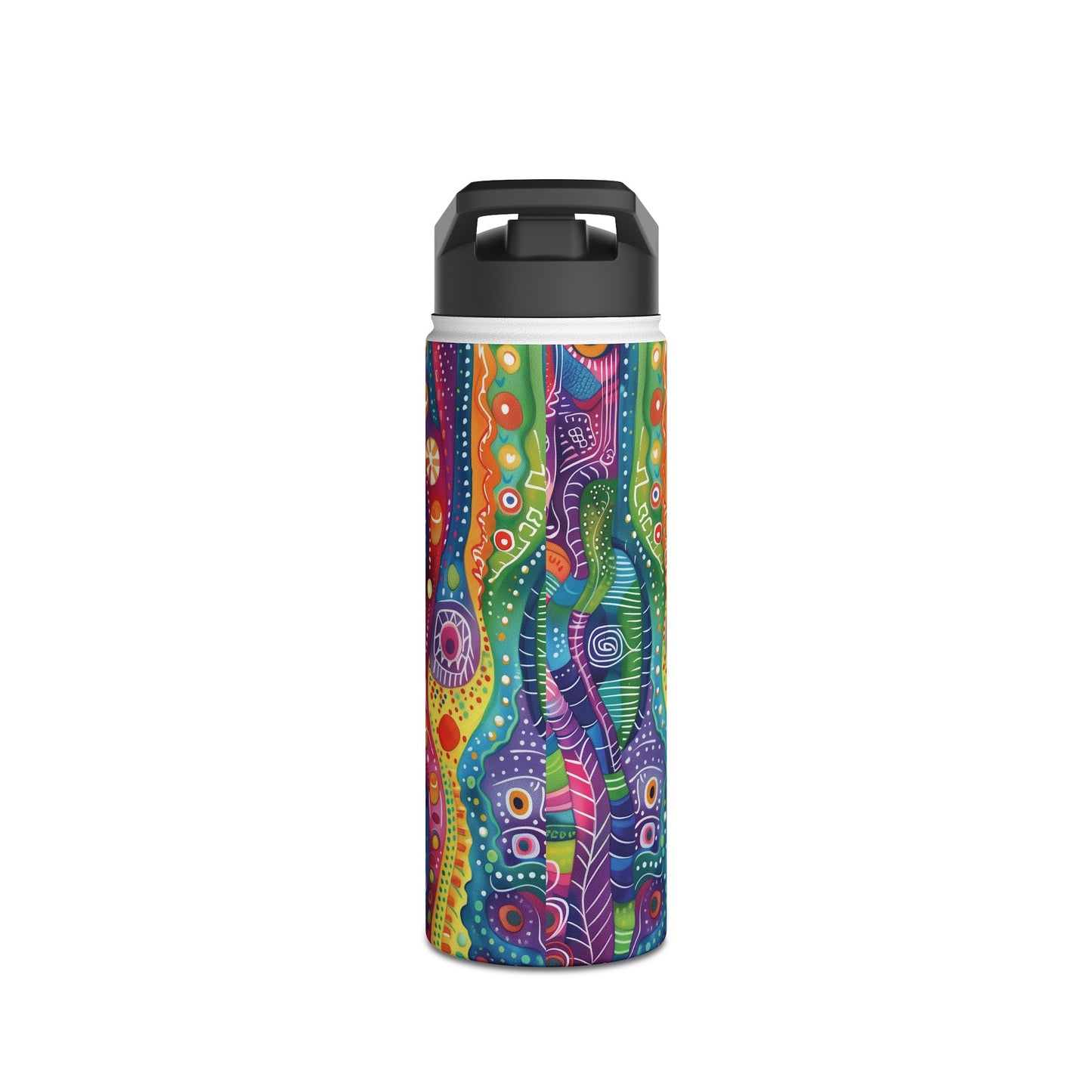 Abstract Rainbow Doodle Pattern Stainless Steel Water Bottle with Twist-on Lid and Double-Wall Vacuum Insulation