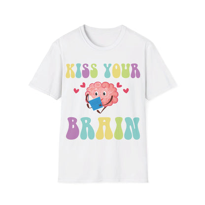 Funny Back To School Kiss Your Brain Cute Teacher Appreciation T-Shirt For Men Women T-Shirt