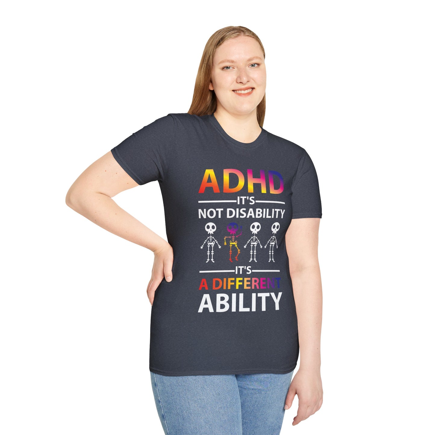 ADHD Its Not Disability Its A Different Ability Skeleton Retro T-Shirt Men Women