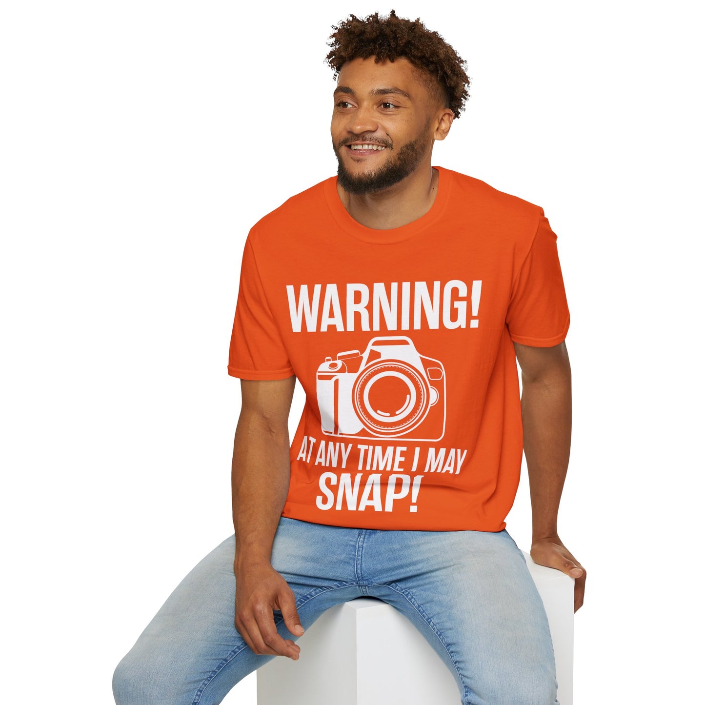 Warning At Any Time I May Snap Camera Photography Funny Photographer T-Shirt Men Women