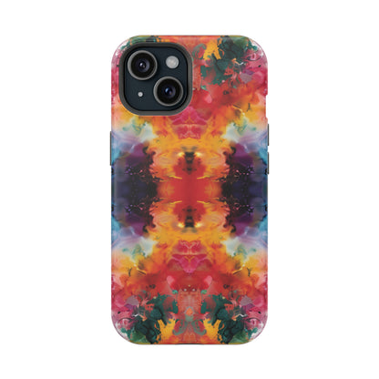 Tie-Dye Dream Vibrant Pattern iPhone 13 14 15 Pro Max Plus Case Compatible with MagSafe Tough Cases Protection, Magnetic Phone Case for iPhone  Classic Series