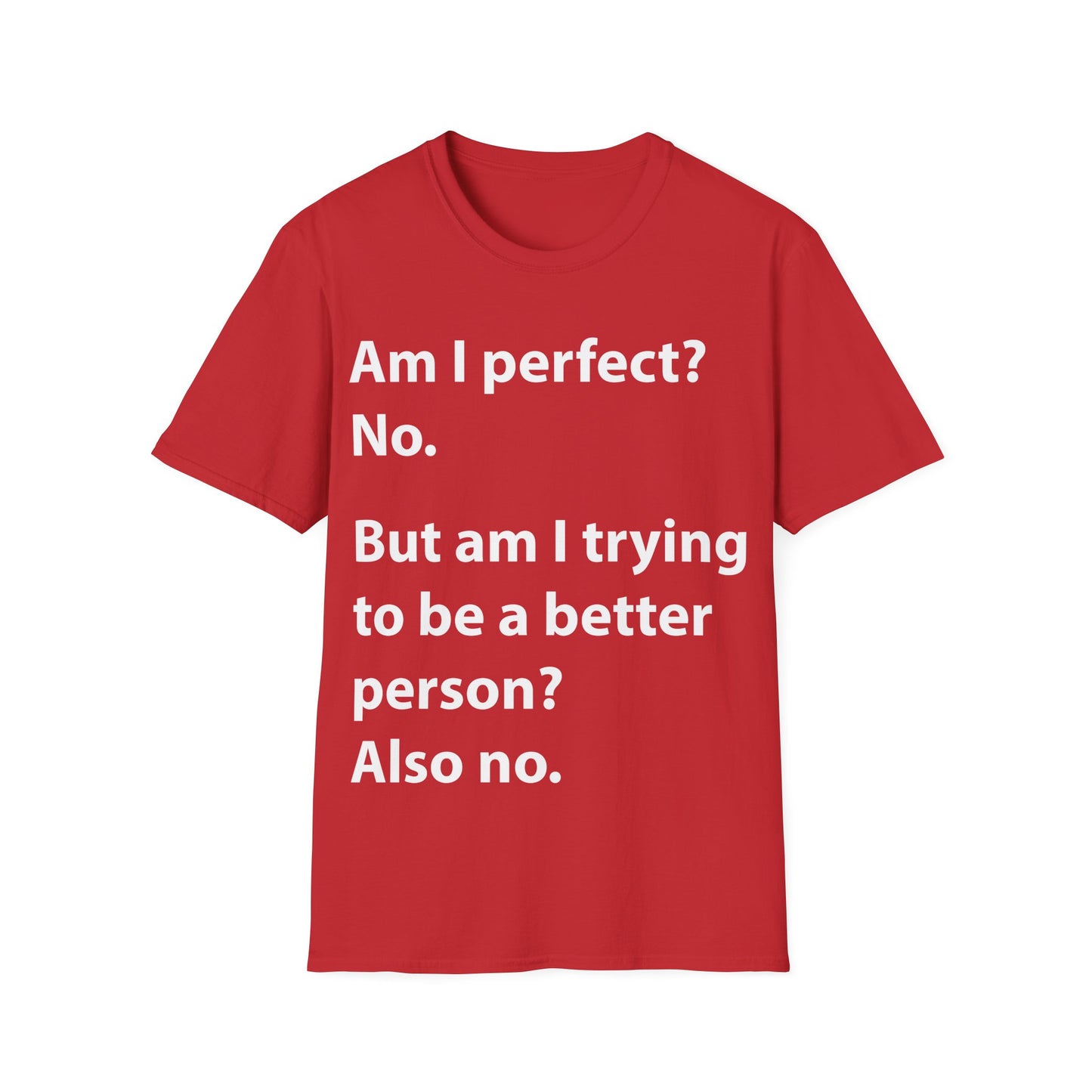 Funny Am I Perfect No. Am I Trying To Be A Better Person Also No Sarcastic T-Shirt