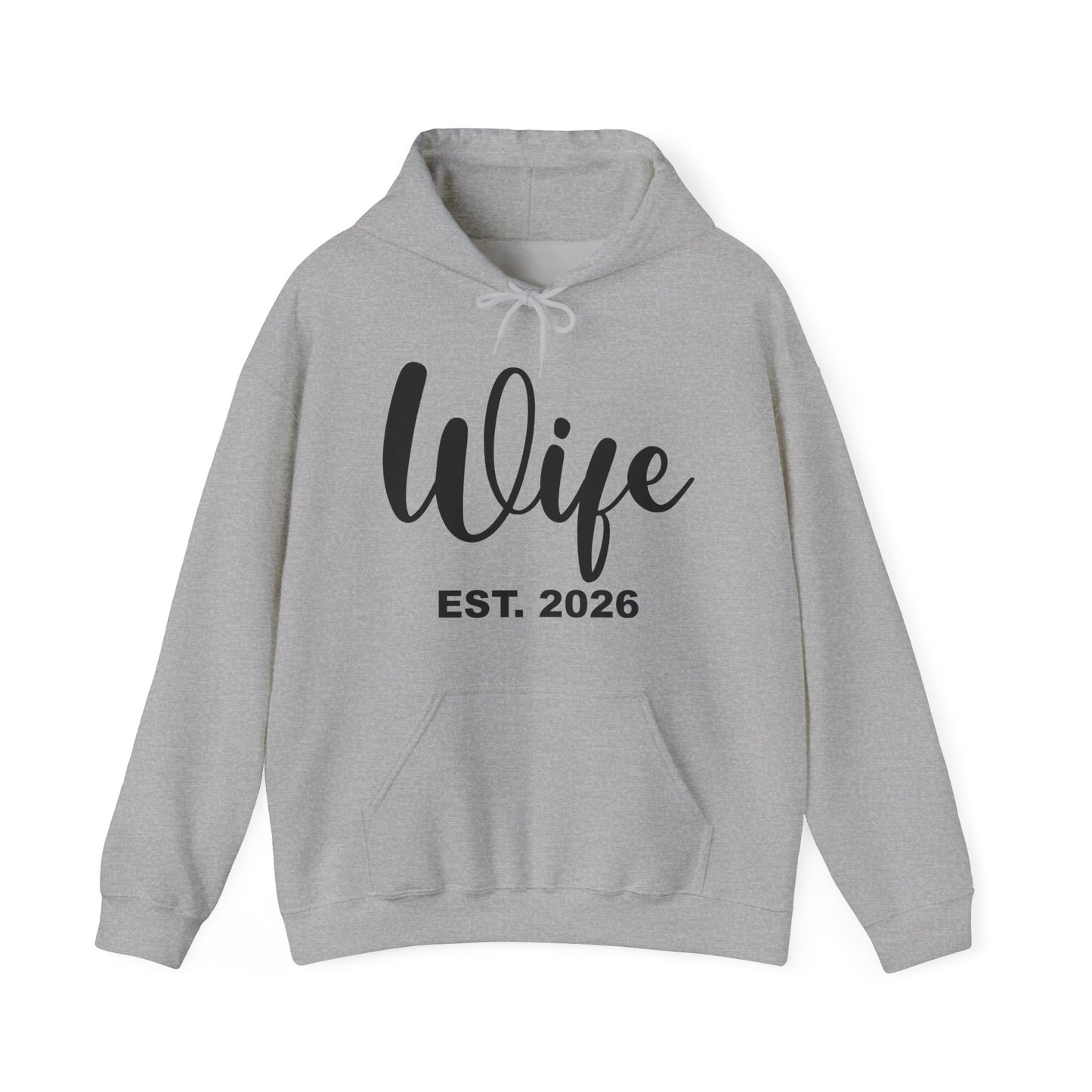 Funny Wife Est 2026 Just Married Bride Honeymoon Couple Wedding Hoodie For Women