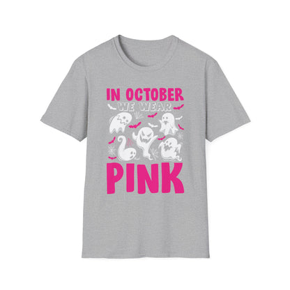 Groovy Wear Pink Breast Cancer Warrior Cute Ghost Halloween T-Shirt