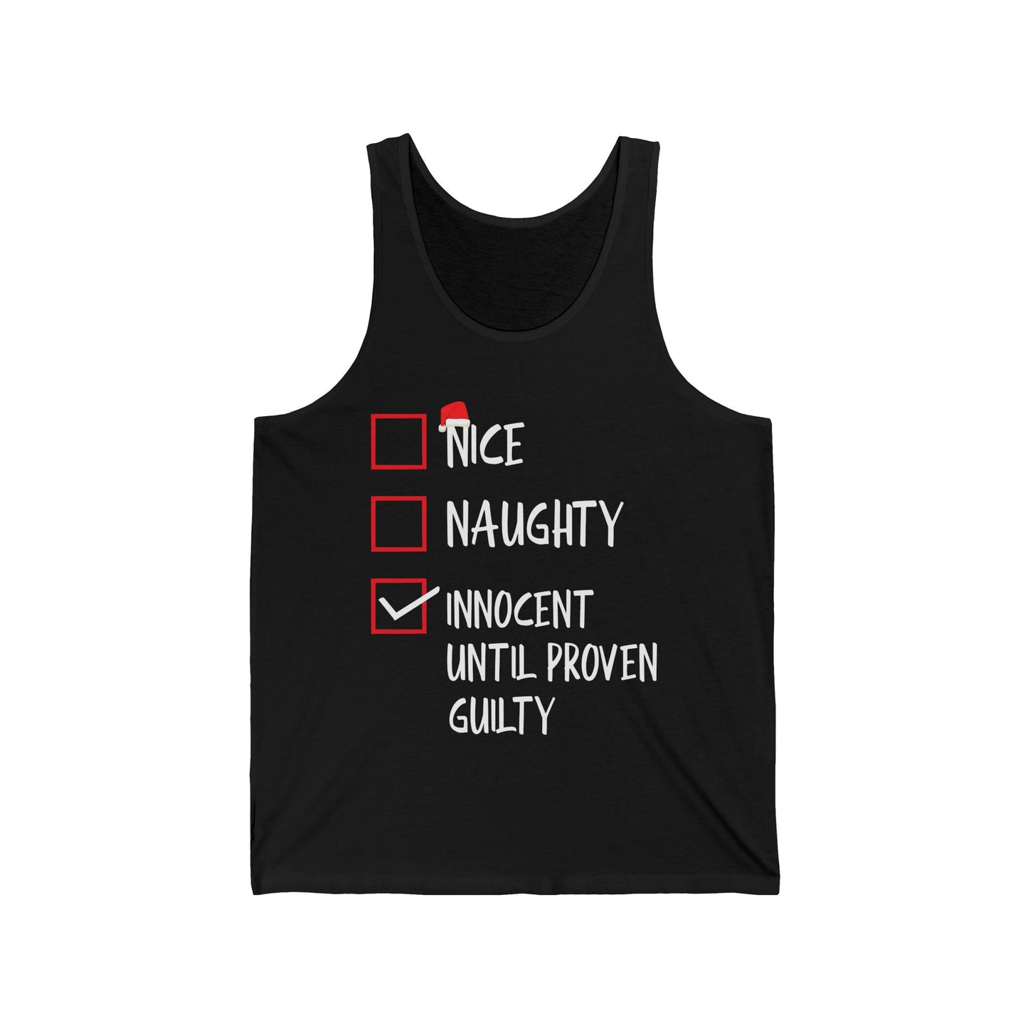 Nice Naughty Innocent Until Proven Guilty Christmas List Funny Tank Top