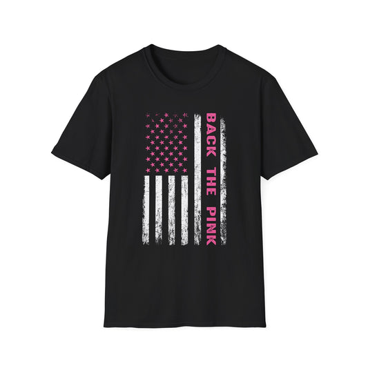Back The Pink USA Flag Pink Breast Cancer Awareness October Tshirt