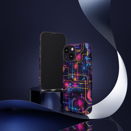 Cyberpunk Neon Vibrant Pattern iPhone 13 14 15 16 Pro Max Plus Case Wireless Charging Compatible Tough Cases Protection, Magnetic Phone Case for iPhone Classic Series