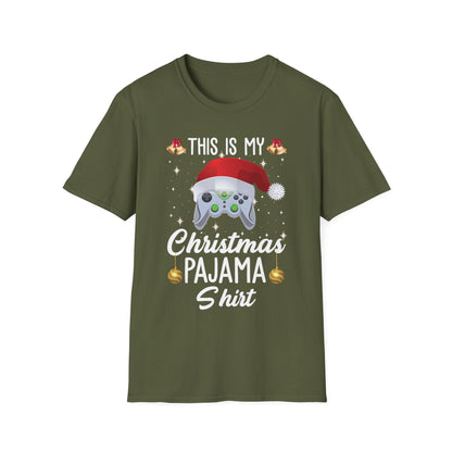 Funny This Is My Christmas Pajama Santa Hat Gamer Video Game Gaming T-Shirt