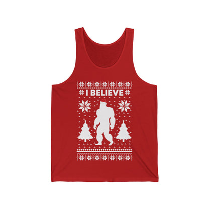 I Believe Sasquatch Big Foot Ugly Funny X-mas Holiday Christmas Jumper Tank Top