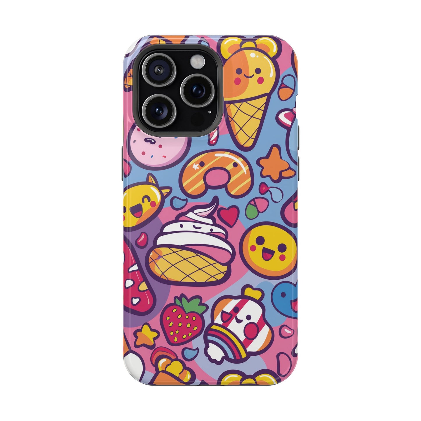 Kawaii Candyland Pattern iPhone 13 14 15 Pro Max Plus Case Compatible with MagSafe Tough Cases Protection, Magnetic Phone Case for iPhone  Classic Series