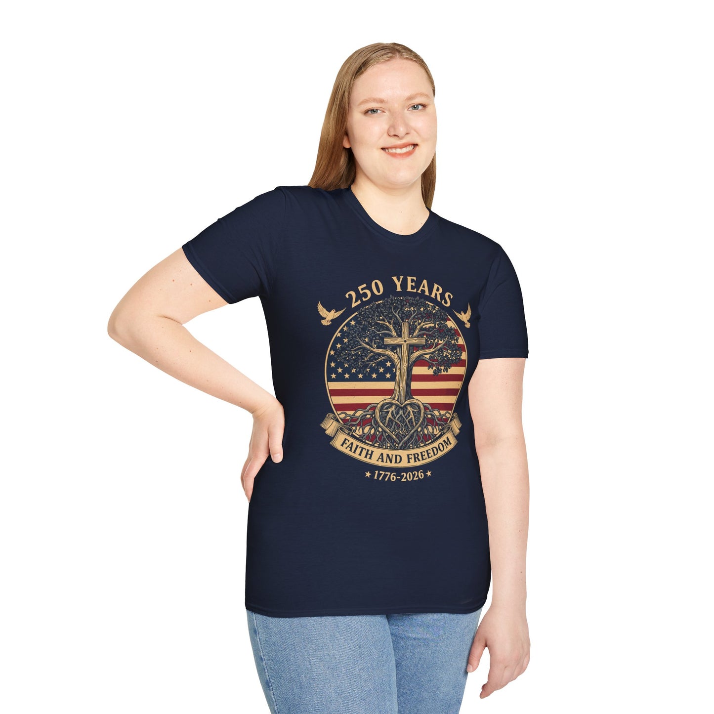 250 Years Faith and Freedom Christian USA 250th Anniversary T-Shirt